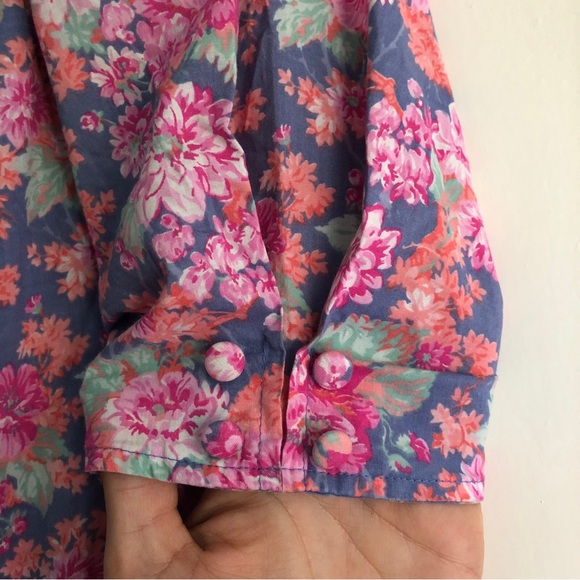 VTG Laura Ashley Dress PINK PRINT  Puff Sleeves Women’s Size 10 UK 12 cotton - Picture 9 of 9